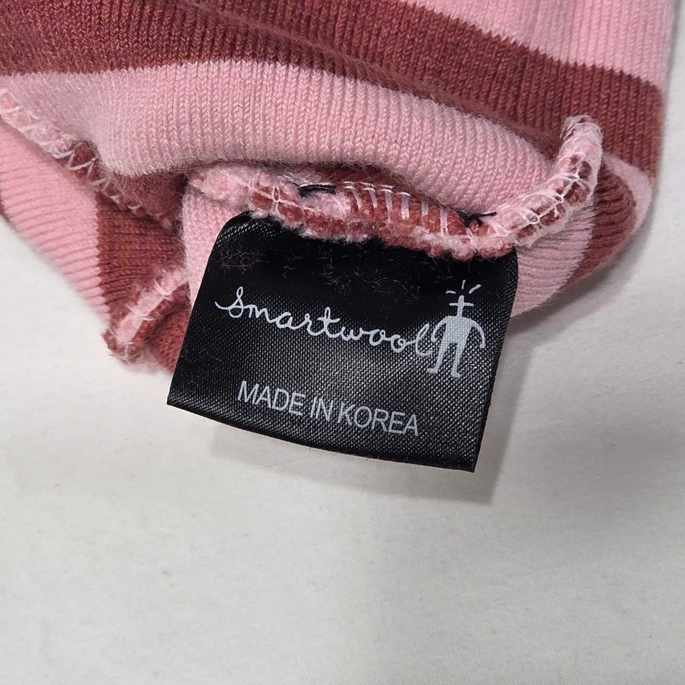 Smartwool Baby Twinkler Beanie & Mittens Set Merino Wool Pink Striped 6-12M